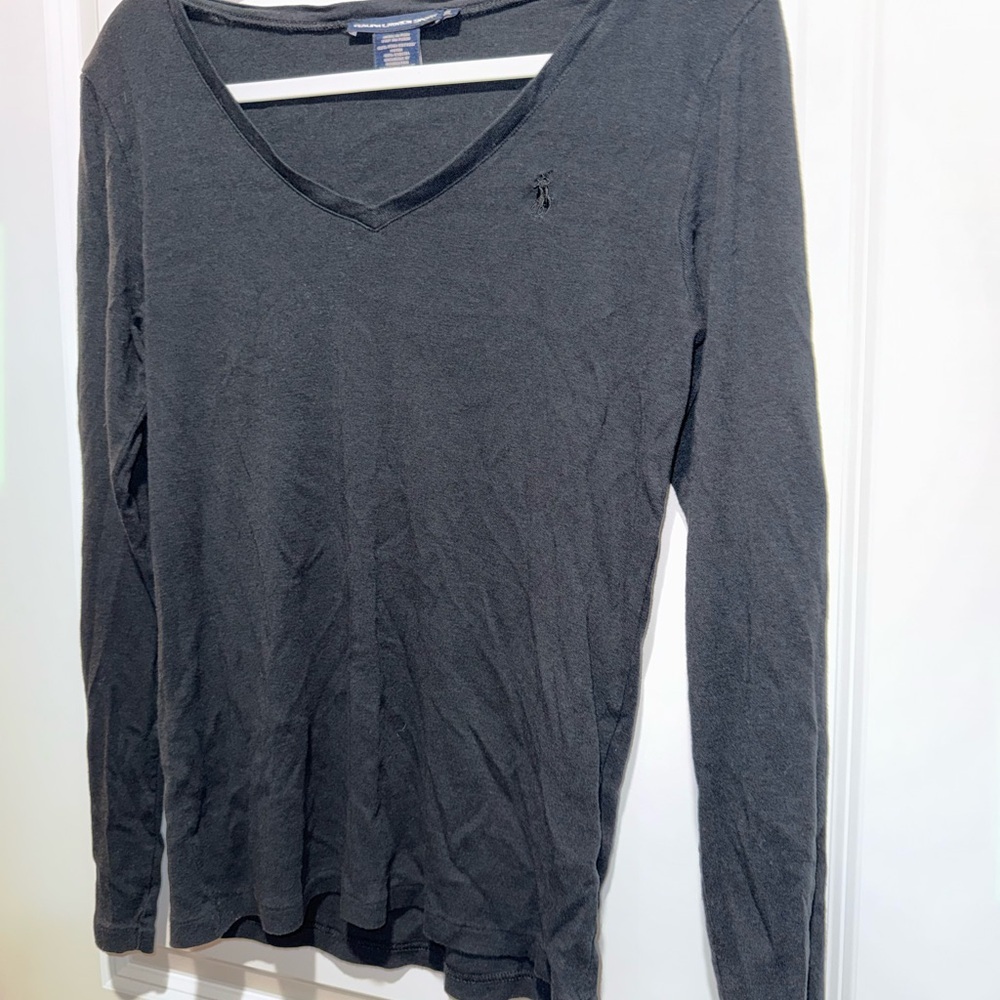 Ralph Lauren Y2K Womens black v neck Long Sleeve Top Size XL - Picture 2 of 8